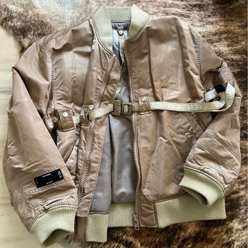 Seven7 Beige Bomber Jacket